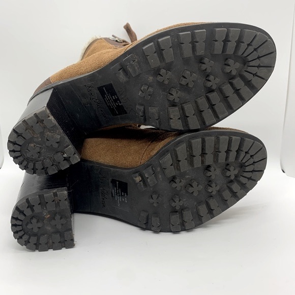 Sam Edelman Madge Leather Boot Tan 8 Faux Sherpa Lace Up High-Heel Bootie Trendy - Picture 7 of 13